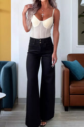 D'Journé Fashion high waist flared jeans with 2-button closure, front view on model