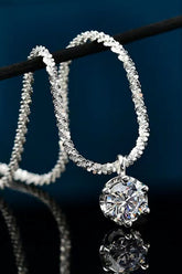 1 carat moissanite 925 sterling silver pendant necklace, front view, D'Journé Fashion