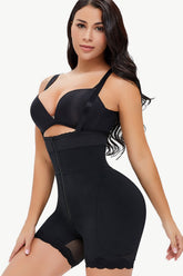 Black spaghetti strap lace trim shaping bodysuit from D'Journé Fashion, front view