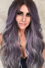 Elegant Wave Full Machine Synthetic Wigs in Purple 26'' D'Journè Fashion
