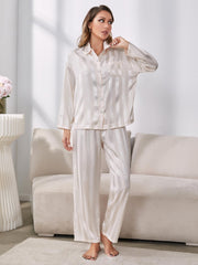 Button-Up Shirt and Pants Pajama Set D'Journè Fashion