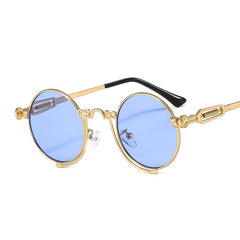 Punk New Round Frame Metal Sunglasses Spring Steam Wind
