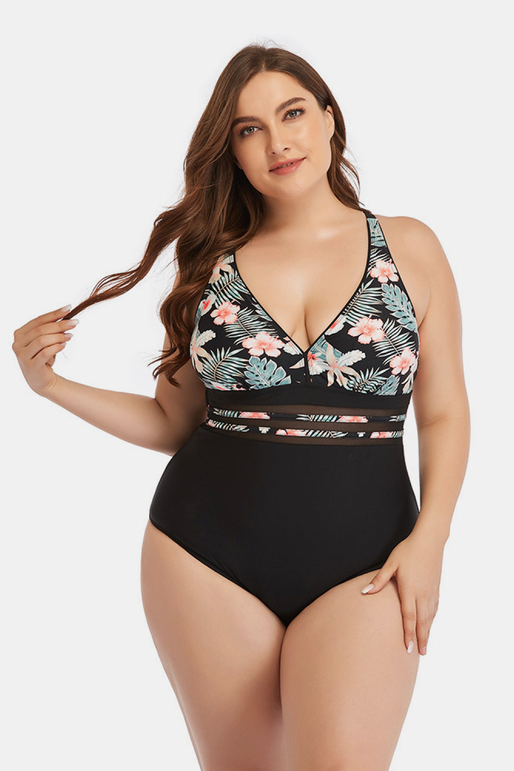Floral Cutout Tie-Back One-Piece Swimsuit D'Journè Fashion