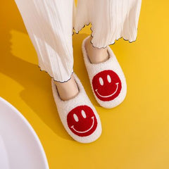 Red Smiley Face Cozy Slippers