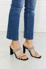 Sparkle Rhinestone Block Heel Sandal in Black