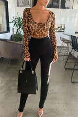 Scoop Neck Cheetah Mesh Bodysuit - DJourne