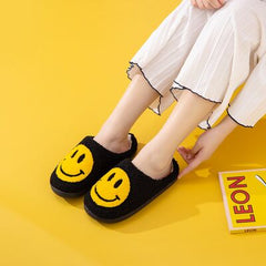 Black & Yellow Smiley Face Slippers