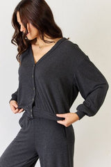 Ultra Soft Button Up Long Sleeve Lounge Cardigan