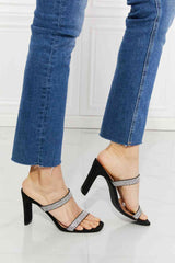 Sparkle Rhinestone Block Heel Sandal in Black