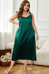 Plus Size Tie-Shoulder Midi Night Dress