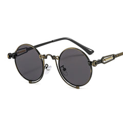 Punk New Round Frame Metal Sunglasses Spring Steam Wind