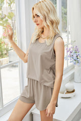 Round Neck Tank and Shorts Set D'Journè Fashion