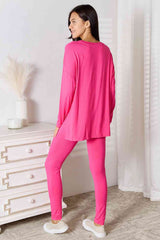 Lush Bae Full Size V-Neck Soft Rayon Long Sleeve Top and Pants Lounge Set