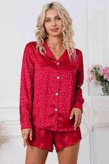 Monochrome Leopard Long Sleeve Shirt and Shorts Lounge Set
