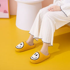Yellow & White Smiley Face Slippers