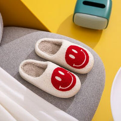 Red Smiley Face Cozy Slippers