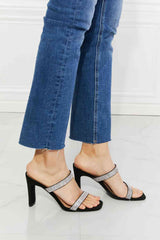 Sparkle Rhinestone Block Heel Sandal in Black