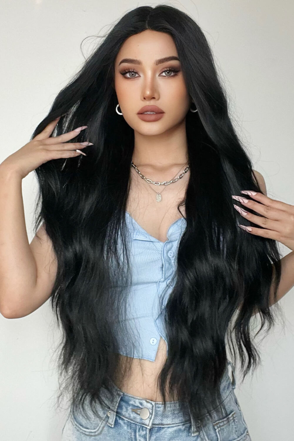 Full Machine Long Wave Synthetic Wigs 28'' D'Journè Fashion