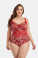 Floral Drawstring Detail One-Piece Swimsuit D'Journè Fashion