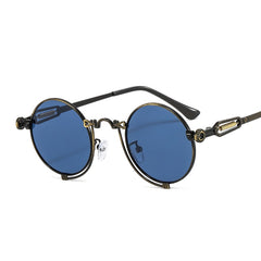 Punk New Round Frame Metal Sunglasses Spring Steam Wind