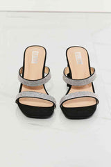 Sparkle Rhinestone Block Heel Sandal in Black