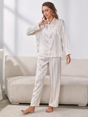 Button-Up Shirt and Pants Pajama Set D'Journè Fashion