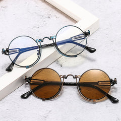 Punk New Round Frame Metal Sunglasses Spring Steam Wind