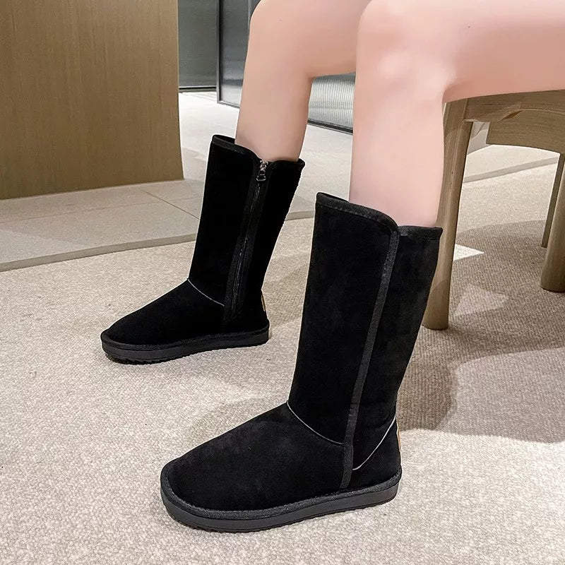 Black knee-high boots, front view