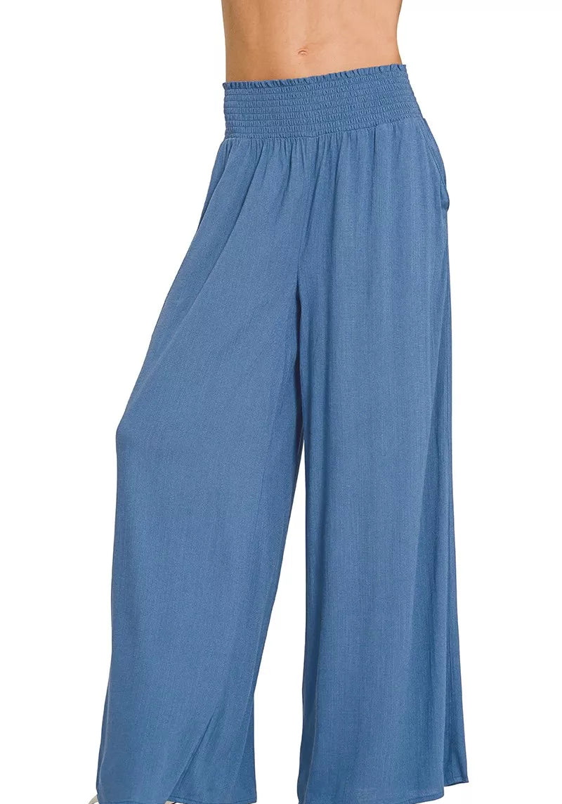 Zenana Smocked Waistband Wide Leg Lounge Pants