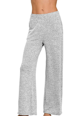 Zenana Soft Melange Hacci Elastic Waistband Lounge Pants