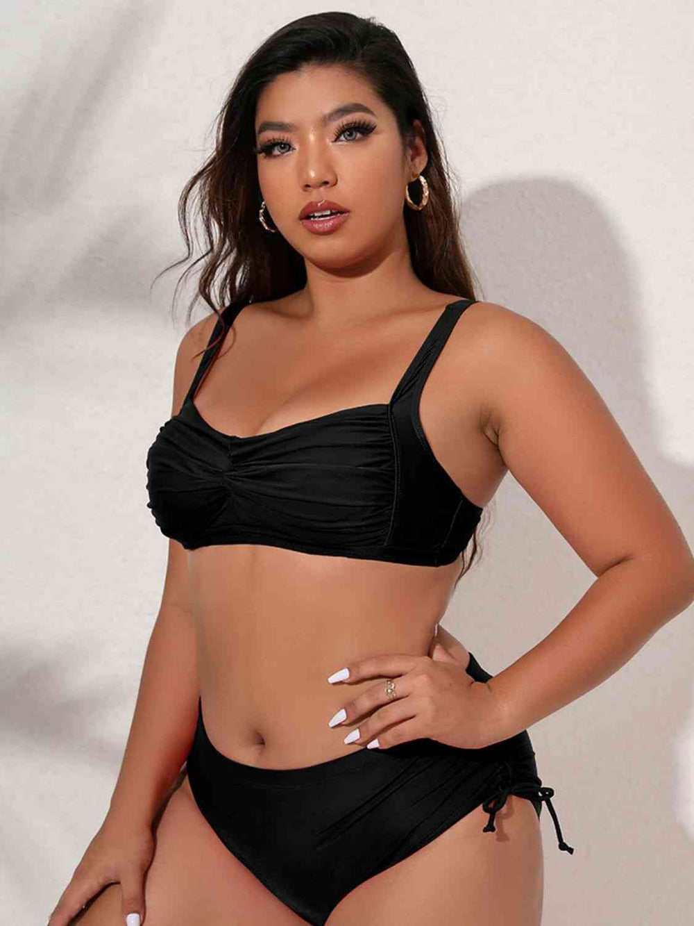 Black twist front bikini set, back view