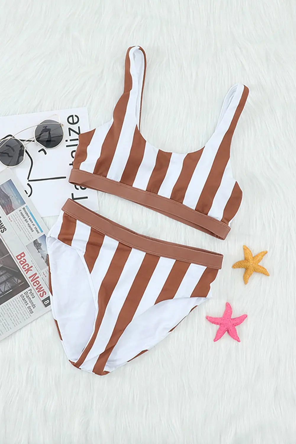 Striped Tank High Waist Bikini - DJourne