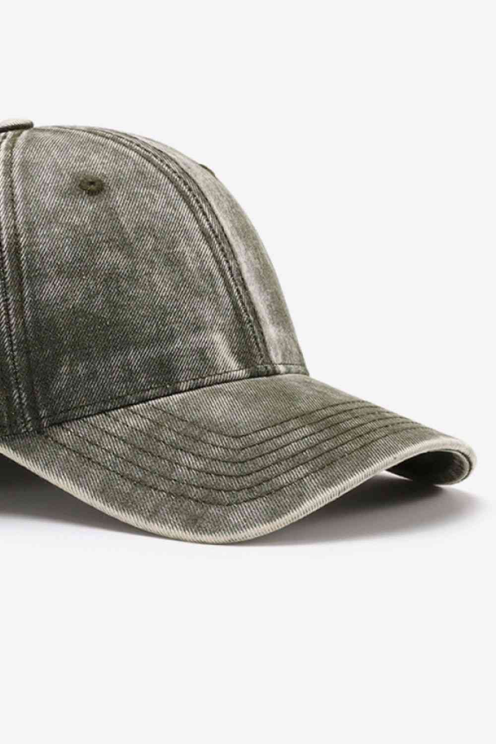 Adjustable strap buckle detail on cotton baseball cap
