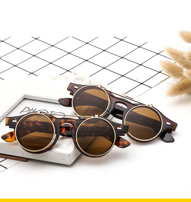 Round Steampunk Flip Cover Sunglasses D'Journè Fashion
