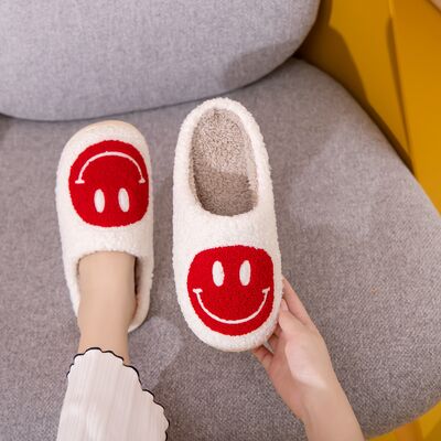 Red Smiley Face Cozy Slippers