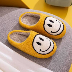 Yellow & White Smiley Face Slippers