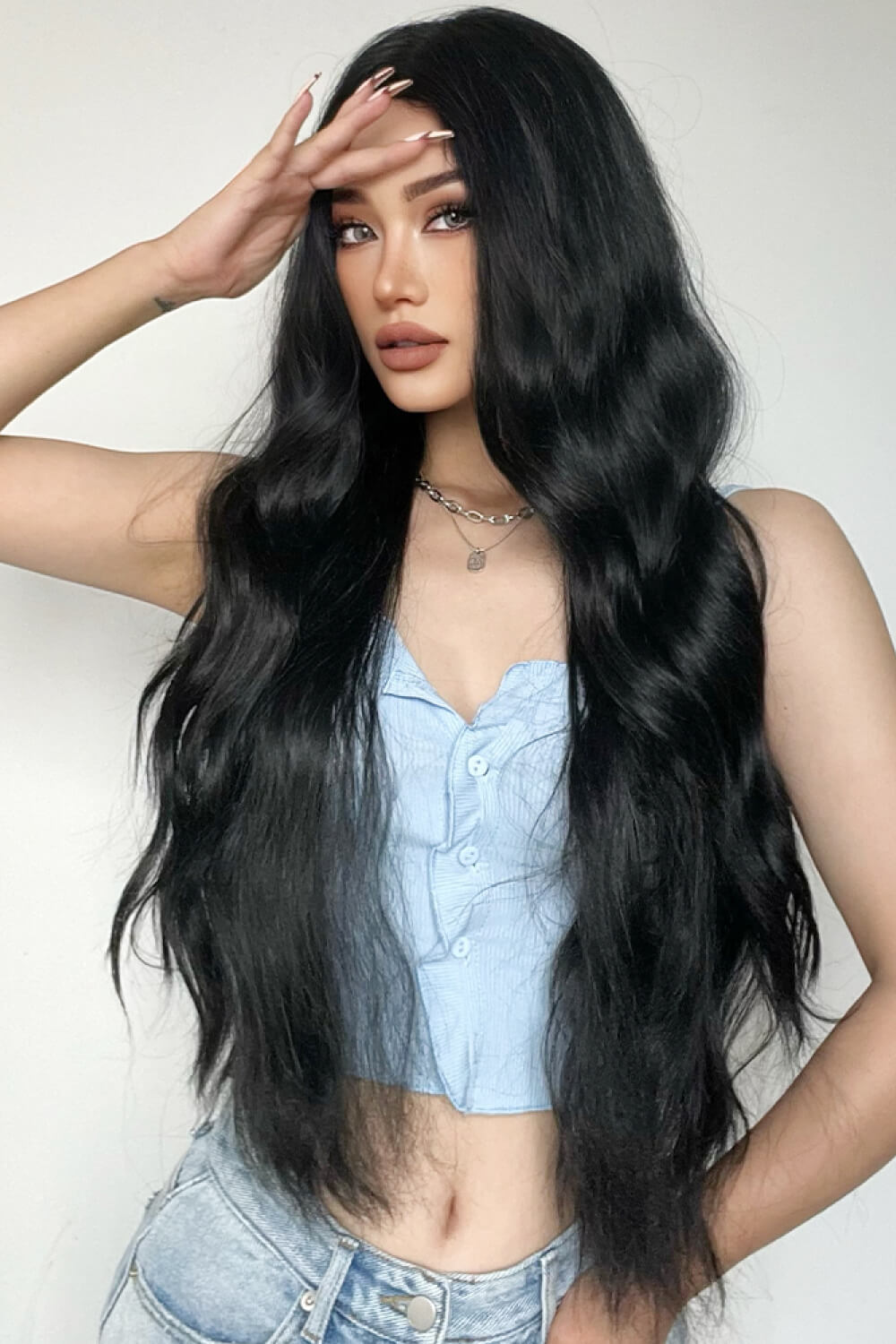 Full Machine Long Wave Synthetic Wigs 28'' D'Journè Fashion
