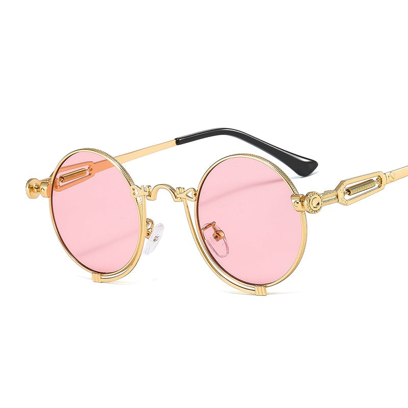 Punk New Round Frame Metal Sunglasses Spring Steam Wind
