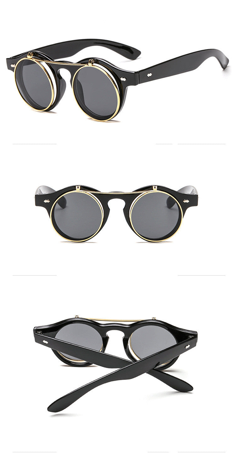 Round Steampunk Flip Cover Sunglasses D'Journè Fashion