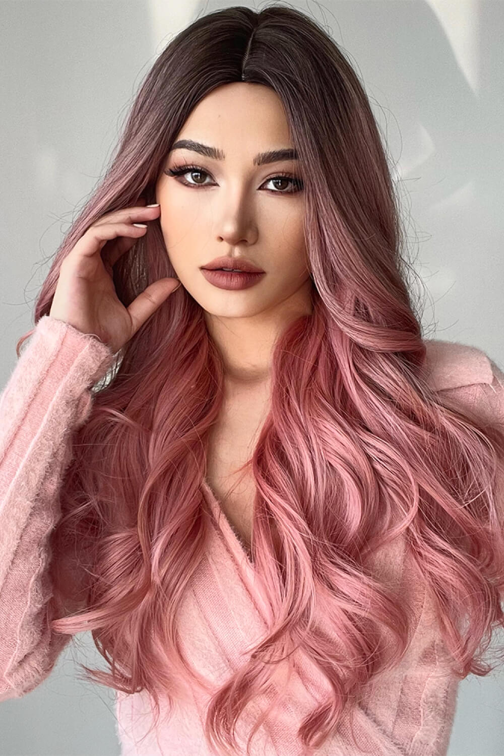 Fashion Wave Synthetic Long Wigs in Pink 26'' D'Journè Fashion