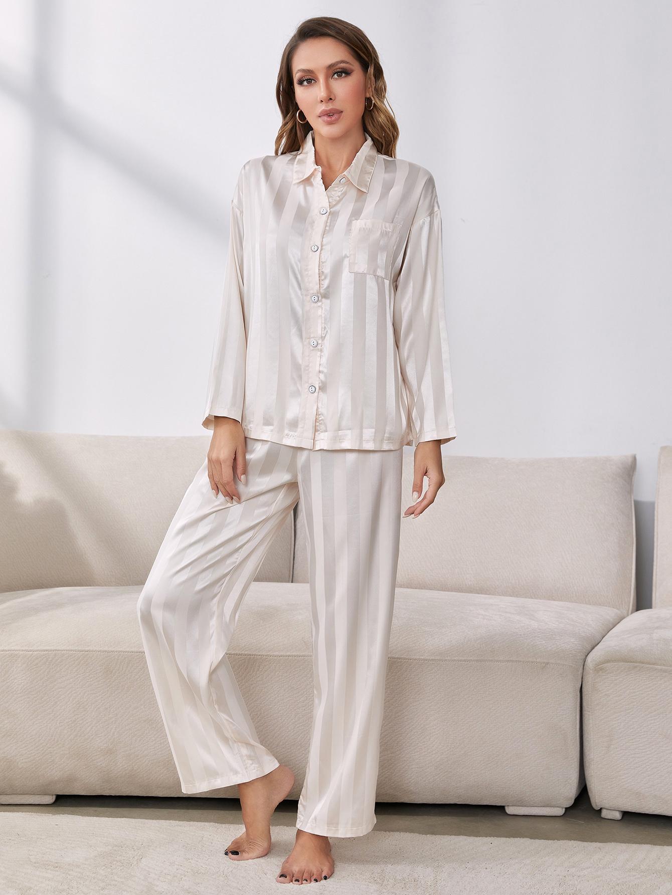 Button-Up Shirt and Pants Pajama Set D'Journè Fashion
