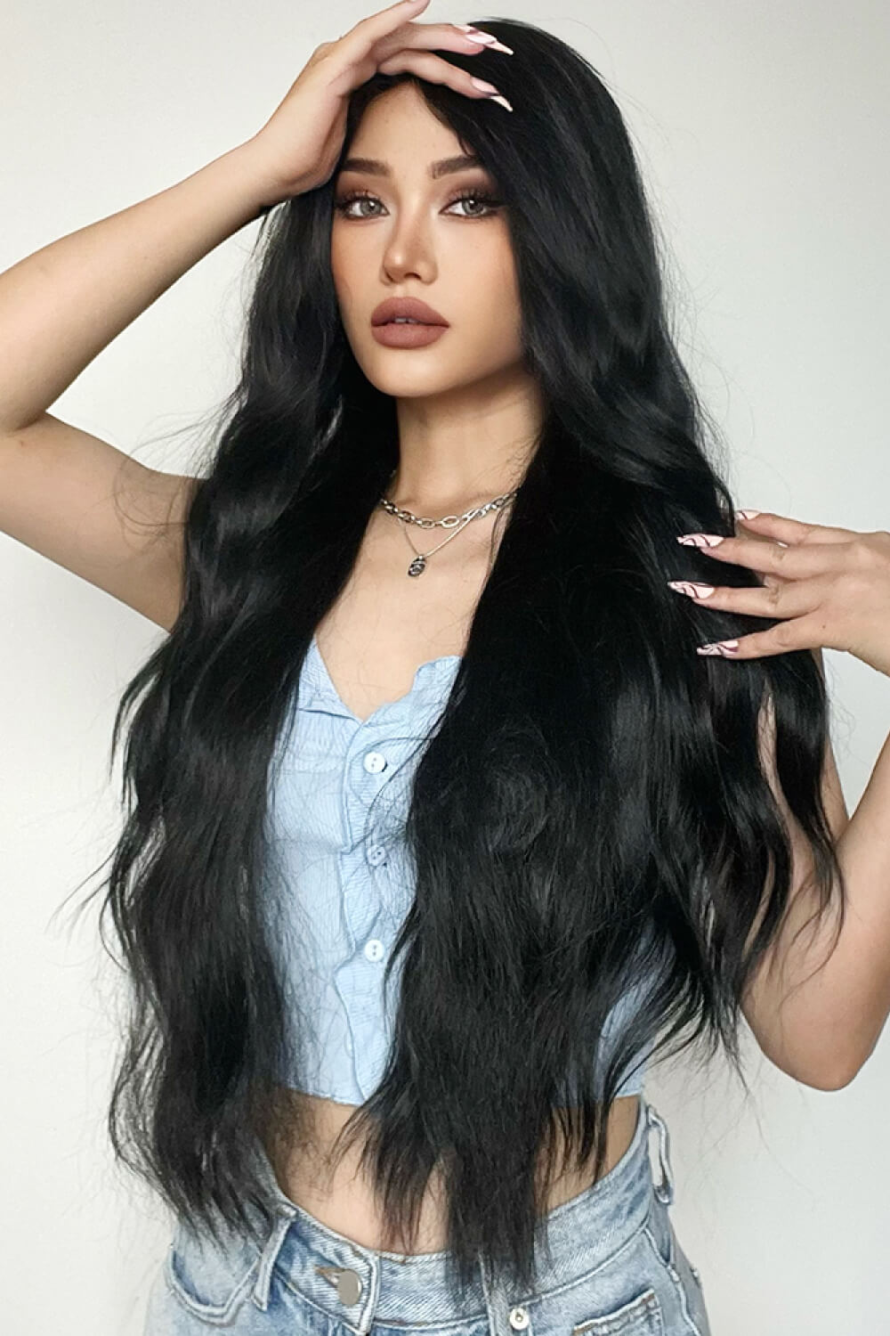 Full Machine Long Wave Synthetic Wigs 28'' D'Journè Fashion