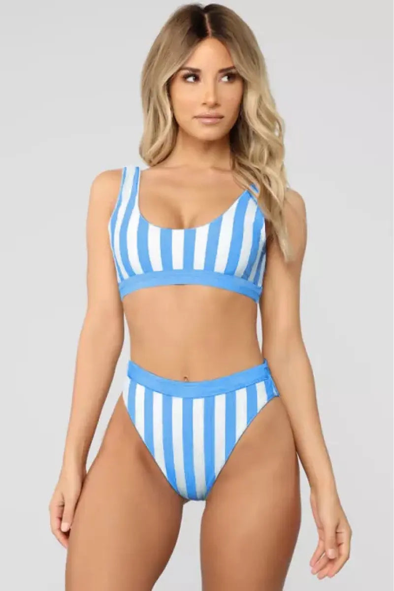 Striped Tank High Waist Bikini - DJourne