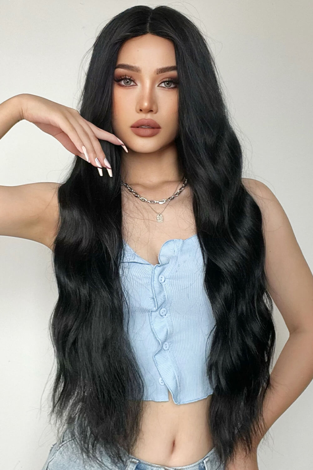 Full Machine Long Wave Synthetic Wigs 28'' D'Journè Fashion