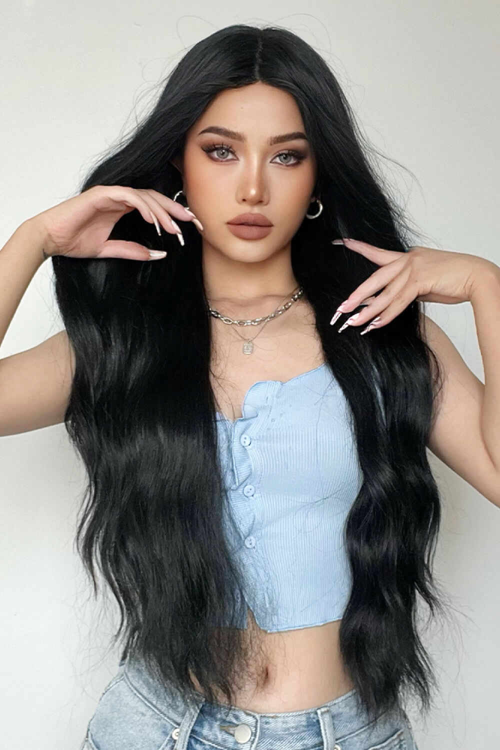 Full Machine Long Wave Synthetic Wigs 28'' D'Journè Fashion