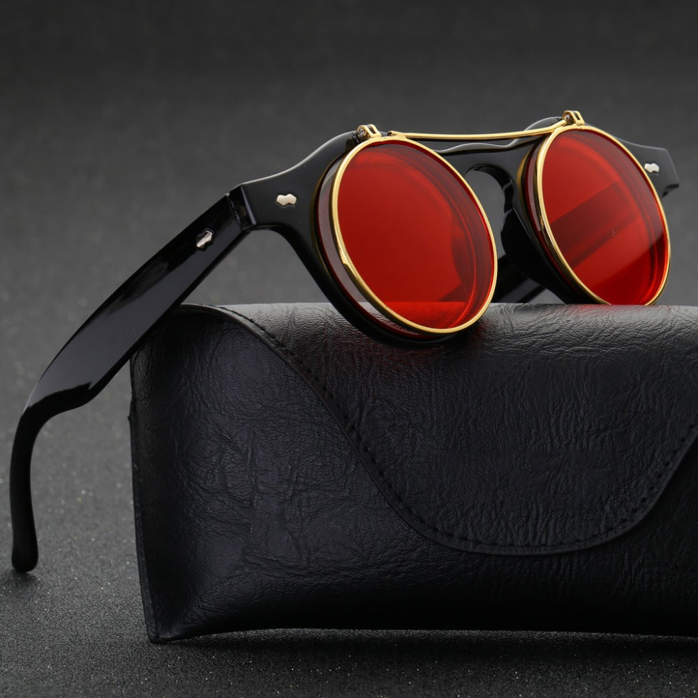 Round Steampunk Flip Cover Sunglasses D'Journè Fashion