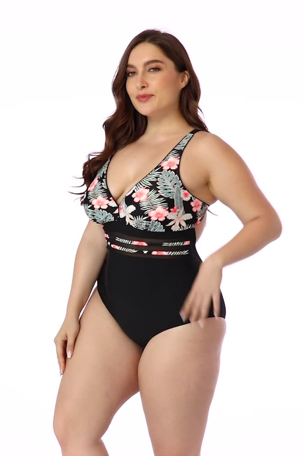 Floral Cutout Tie-Back One-Piece Swimsuit D'Journè Fashion