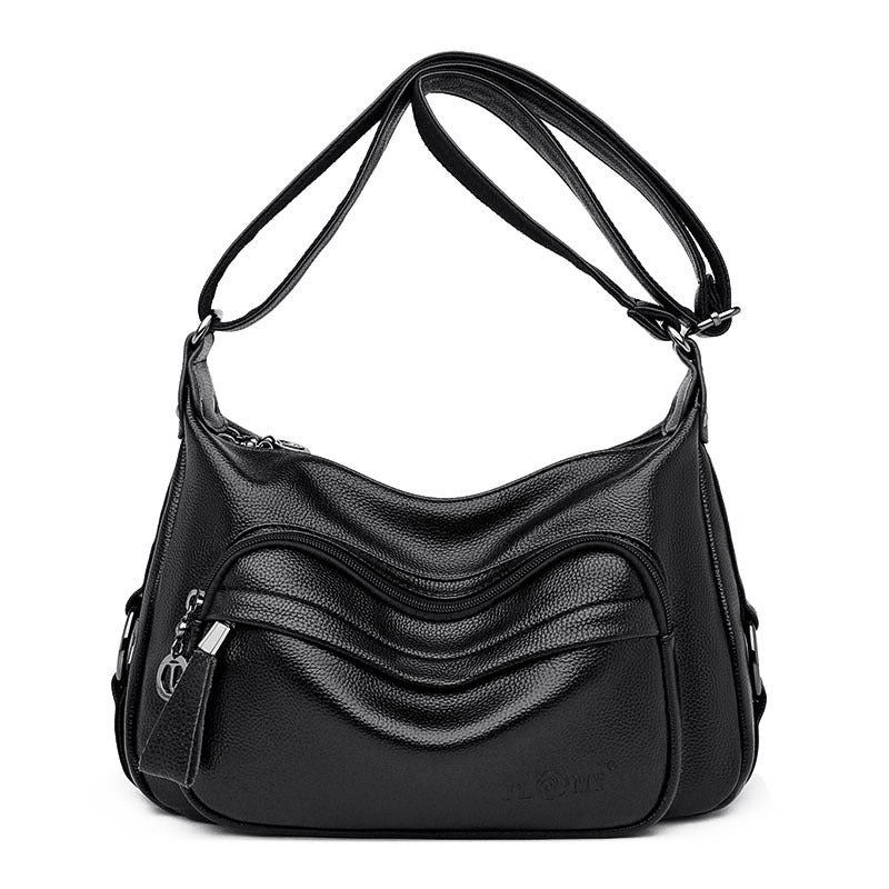 High capacity handbag zipper closure detail