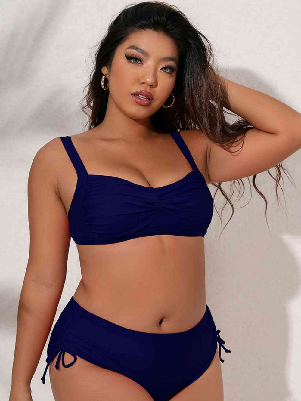 Plus size bikini set mid waist bottoms, detail view