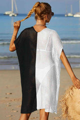 Two-Tone Side Slit Open Front Cover Up
